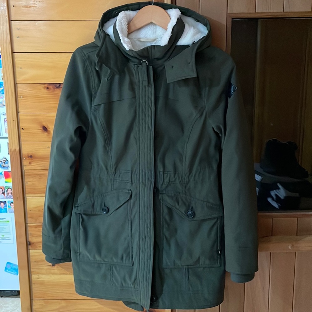 olive green canvas coat - women’s size small